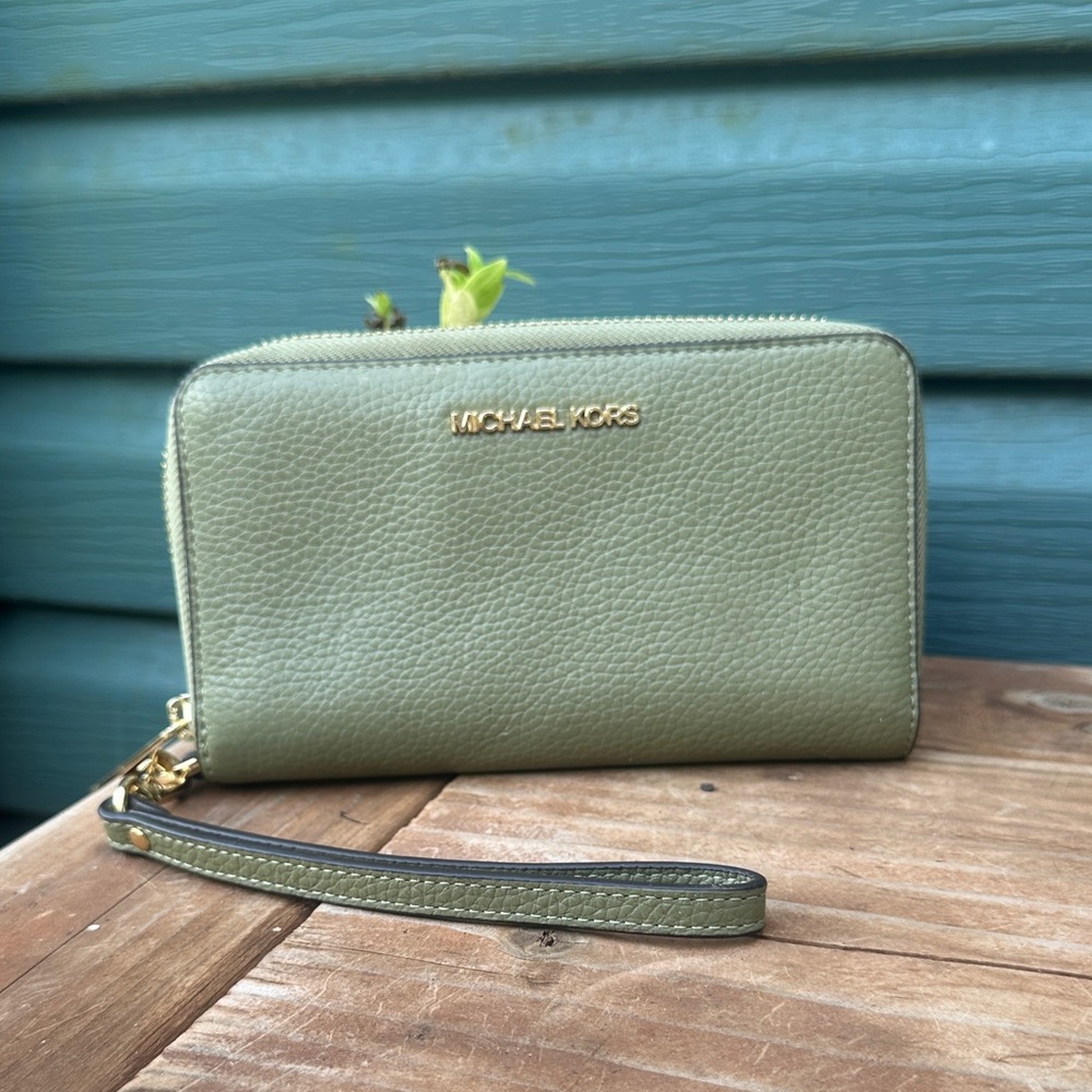 Michael Kors Olive Wristlet Clutch